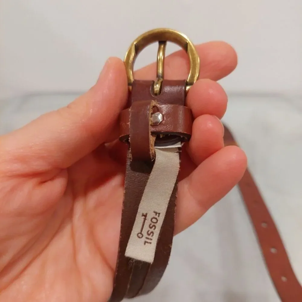 Fossil Brown Split Leather Belt Size Medium Fits 31-37